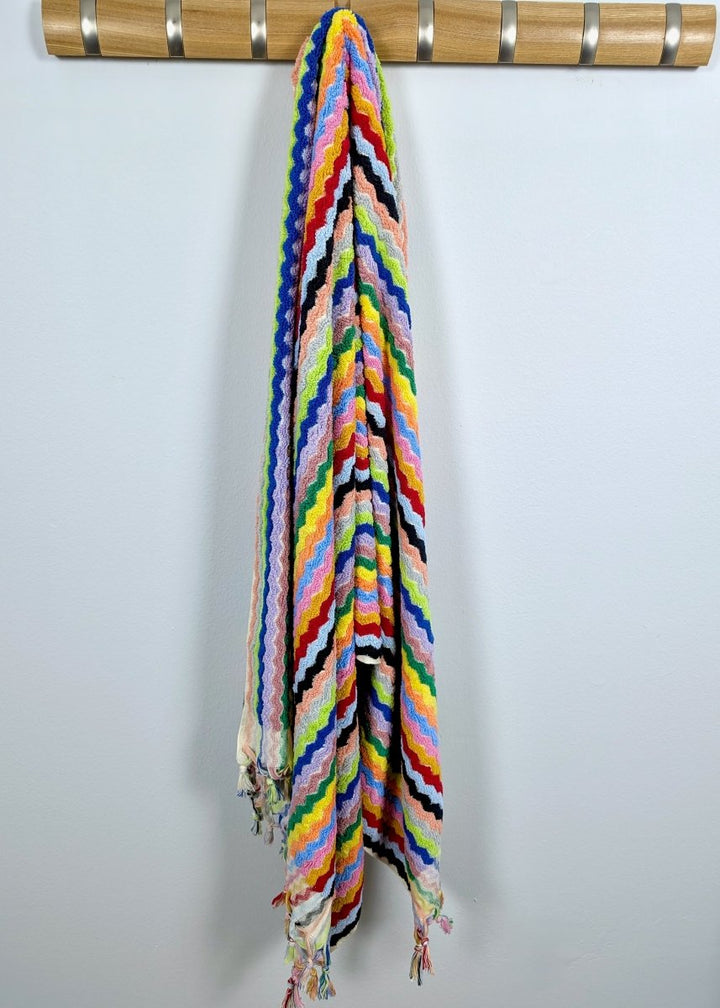 Limited Edition Rainbow Ripple Turkish Towel – Plush, Colorful, 100% Cotton Bath & Pool Towel (35" x 70")