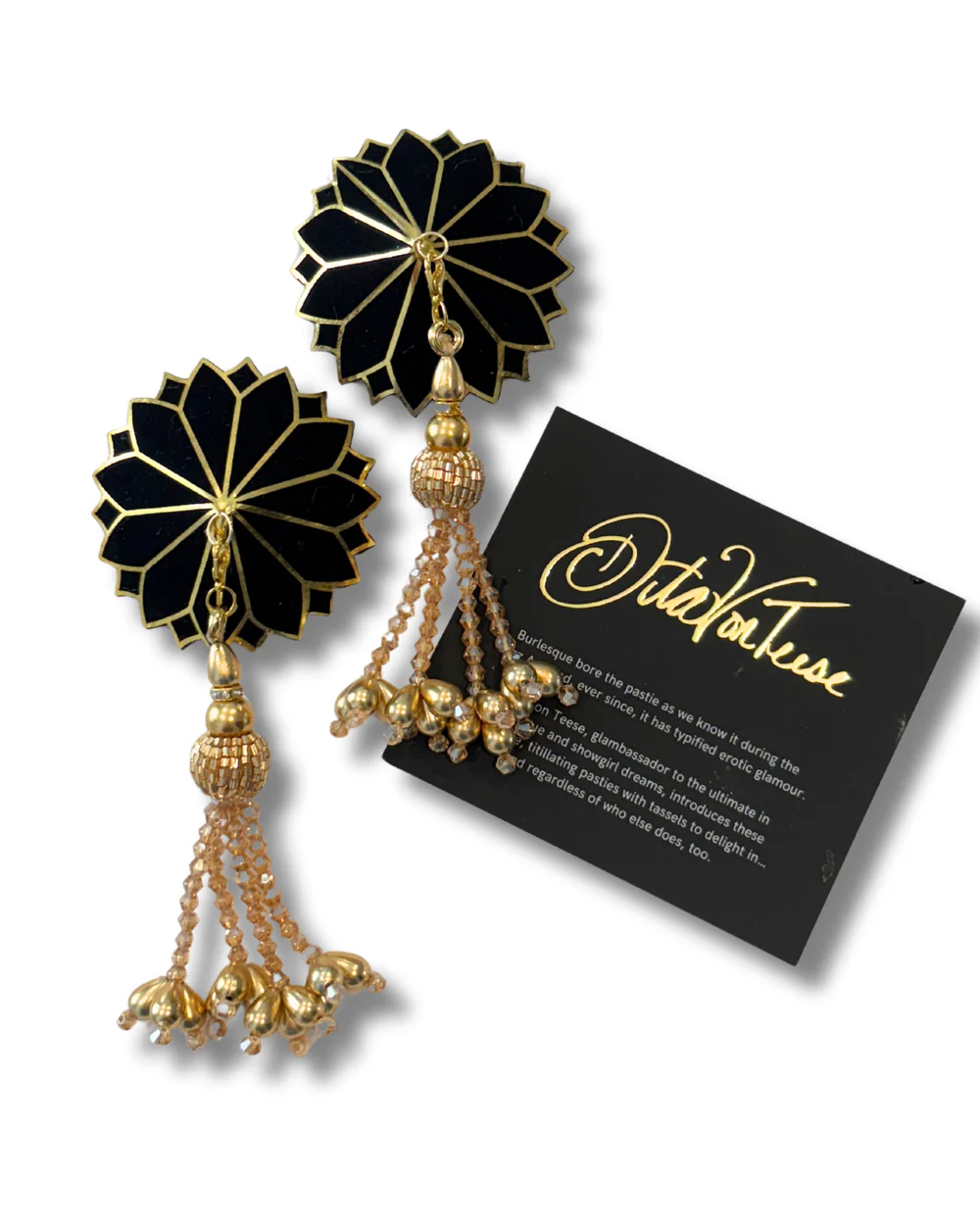 Dita Von teese burlesque black velvet and gold pasties