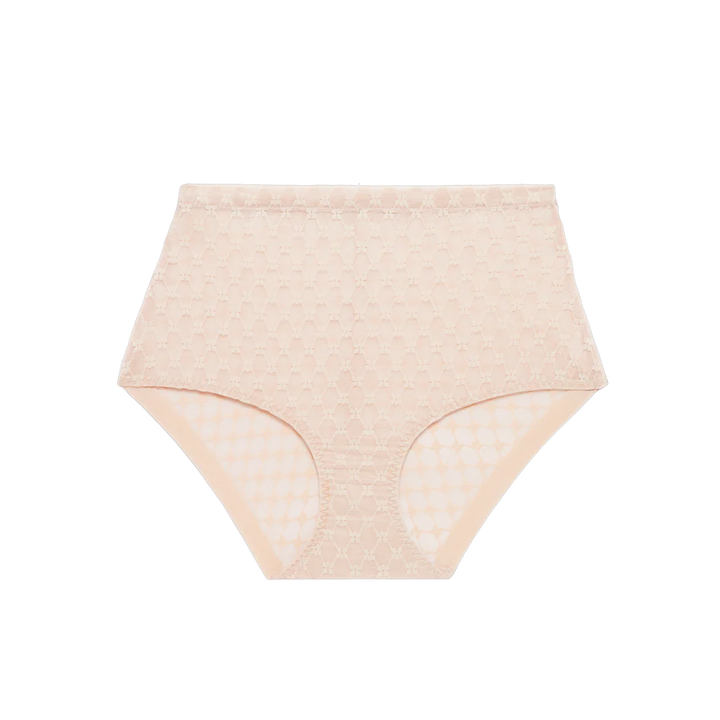 Beige high-waisted underwear on a white background