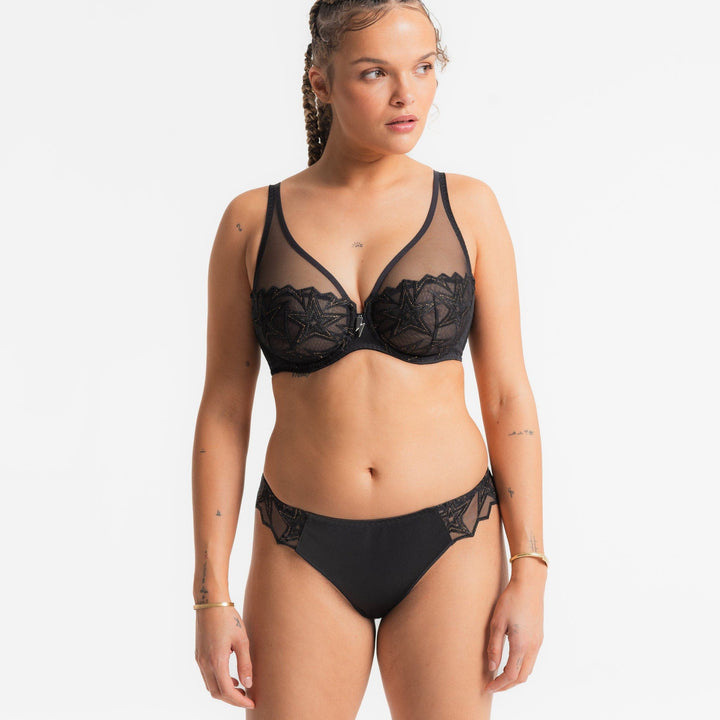 Superstar Sweetheart Plunge Bra | Black Gold