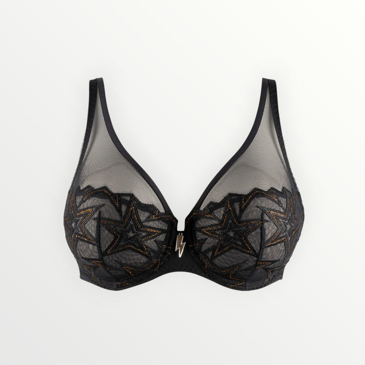 Superstar Sweetheart Plunge Bra | Black Gold