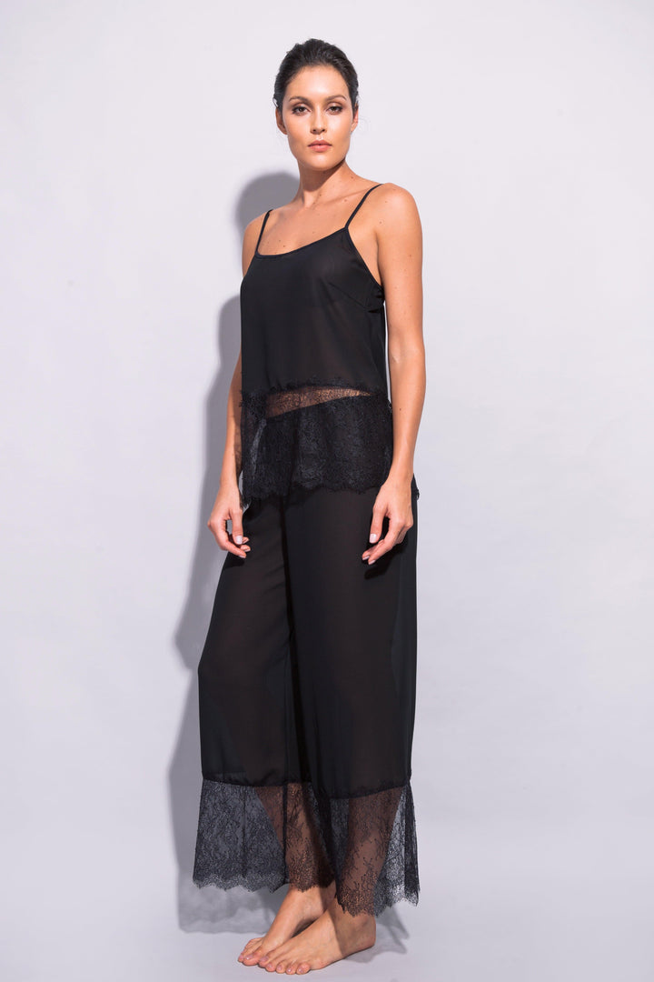 Black Orchid Lace-Trimmed Pajama Pants