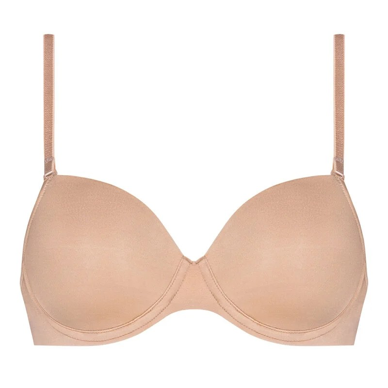 Beige bra on a white background