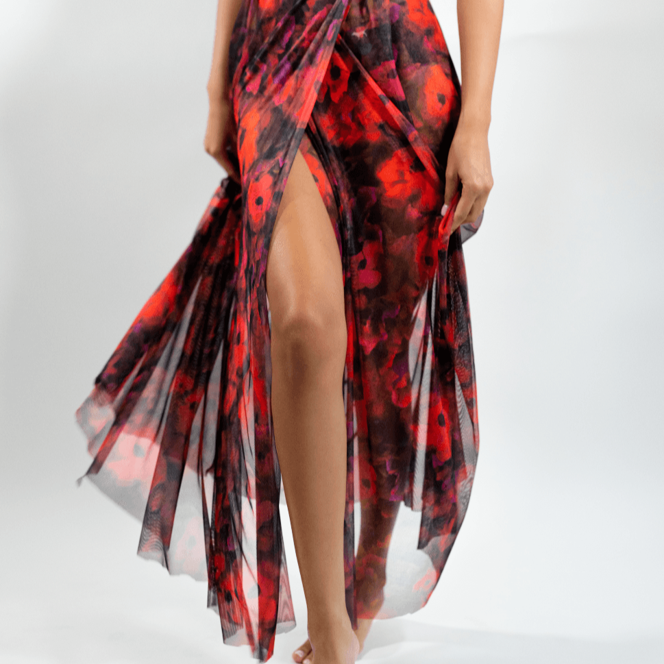 The Poppy Printed Tulle Gown