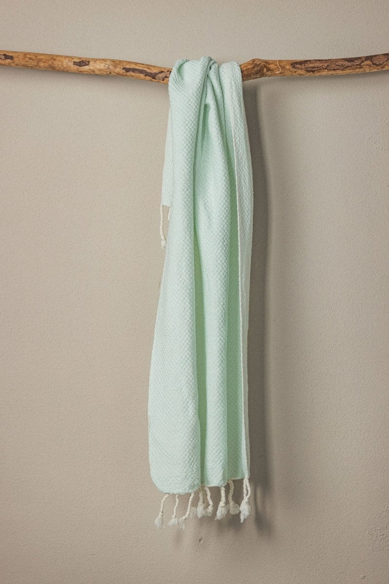 Waffle Weave Hand Towel Collection – 20”x40” Organic Turkish Cotton Towels with Tassels