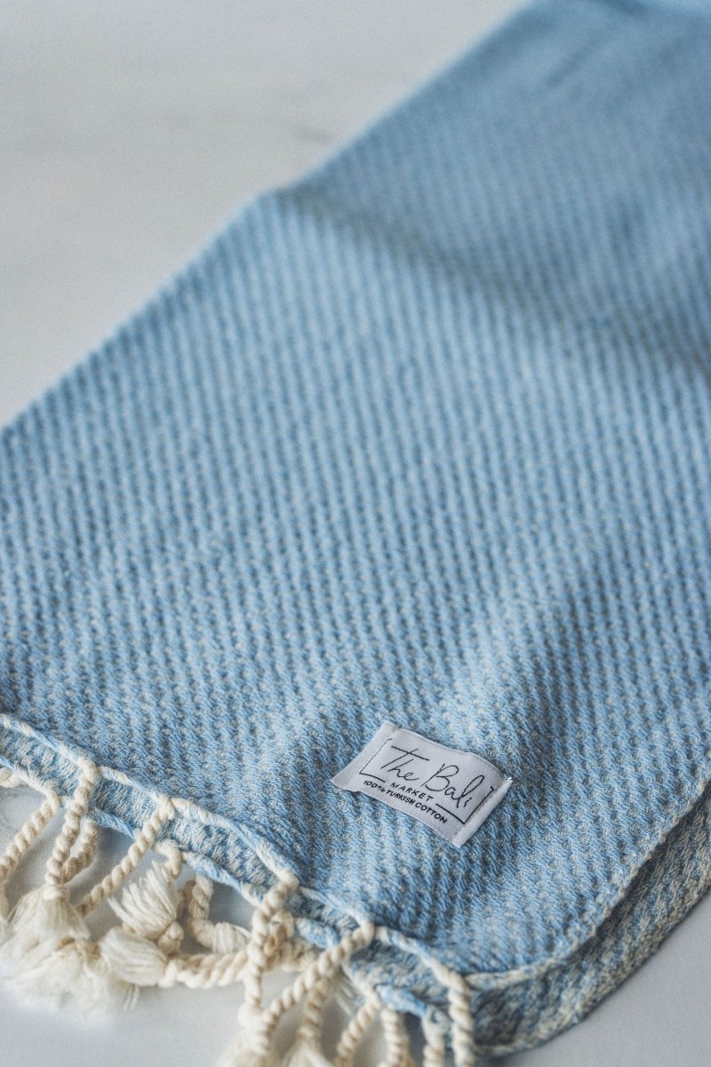 Waffle Weave Hand Towel Collection – 20”x40” Organic Turkish Cotton Towels with Tassels