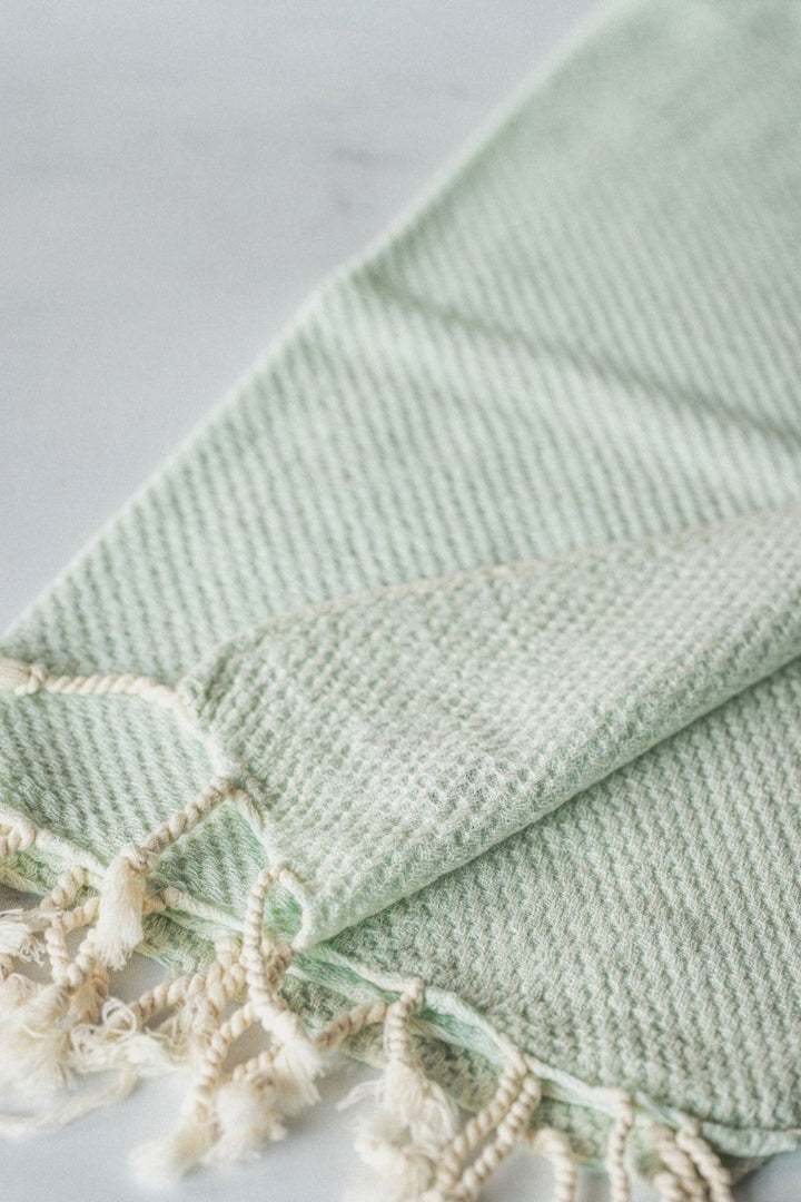 Waffle Weave Hand Towel Collection – 20”x40” Organic Turkish Cotton Towels with Tassels