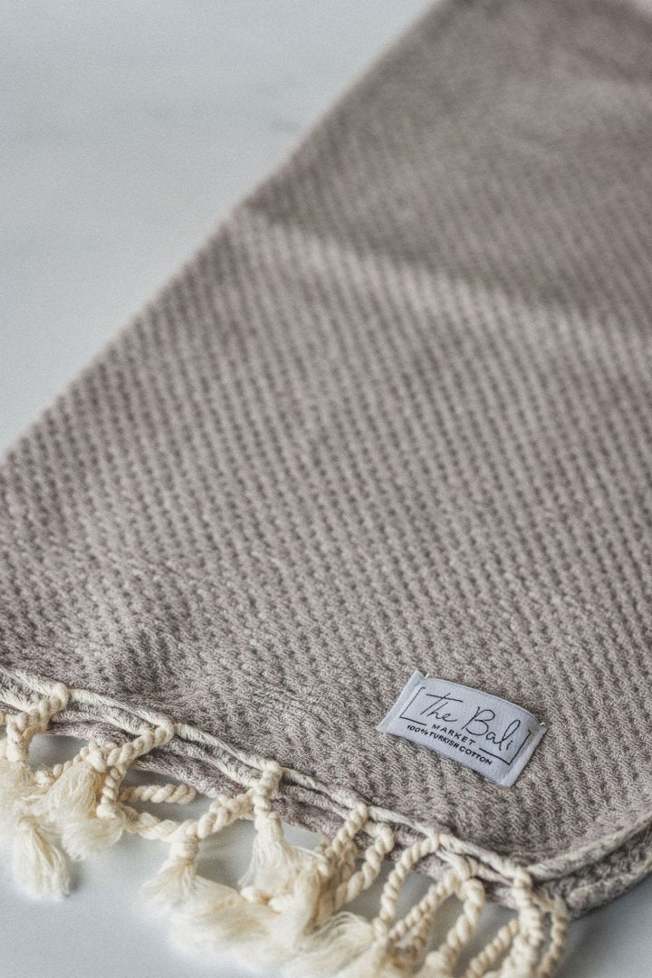 Waffle Weave Hand Towel Collection – 20”x40” Organic Turkish Cotton Towels with Tassels