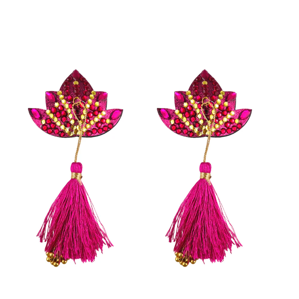 Pink Lotus flower tassel burlesque pasties