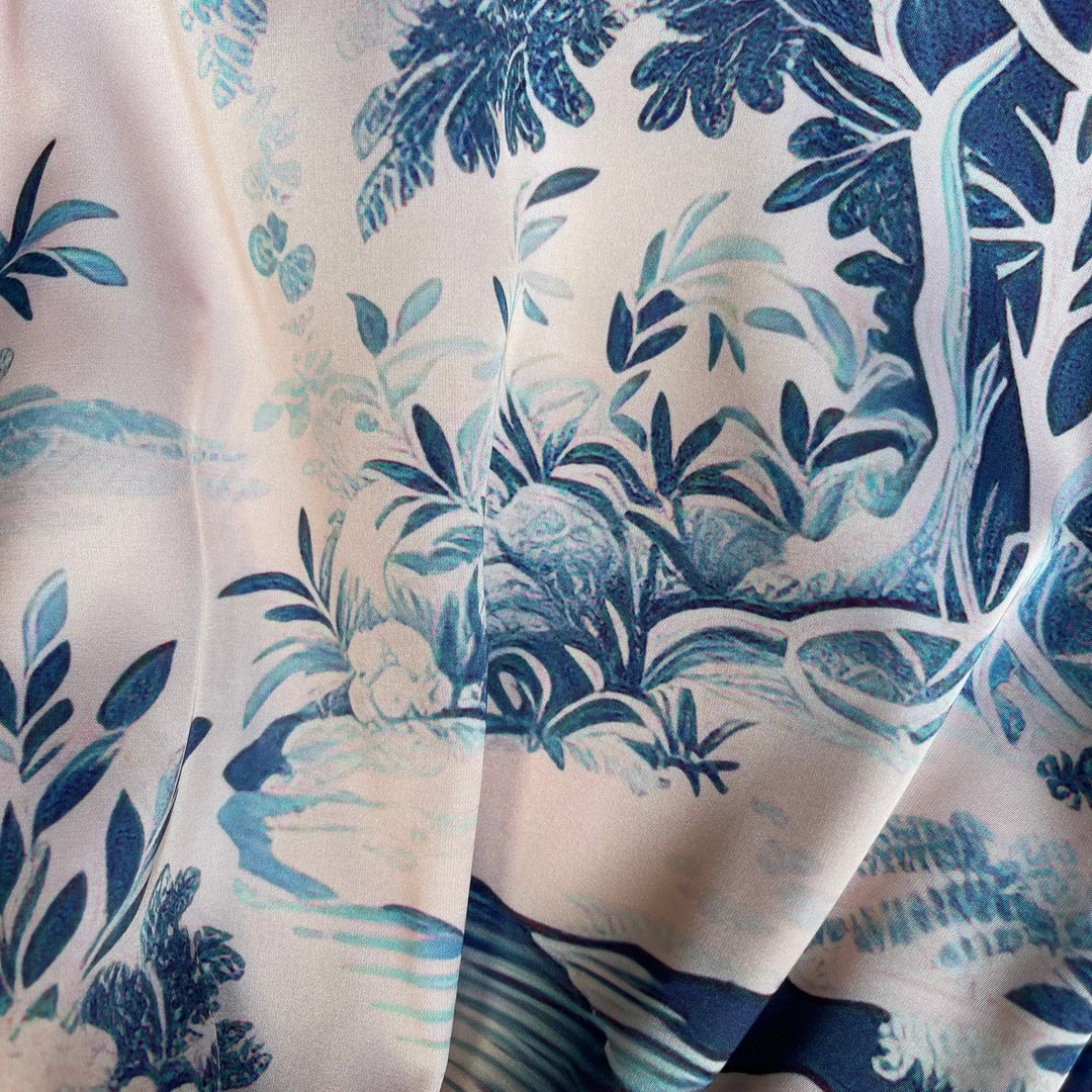 Spring Toile Satin Short Robe