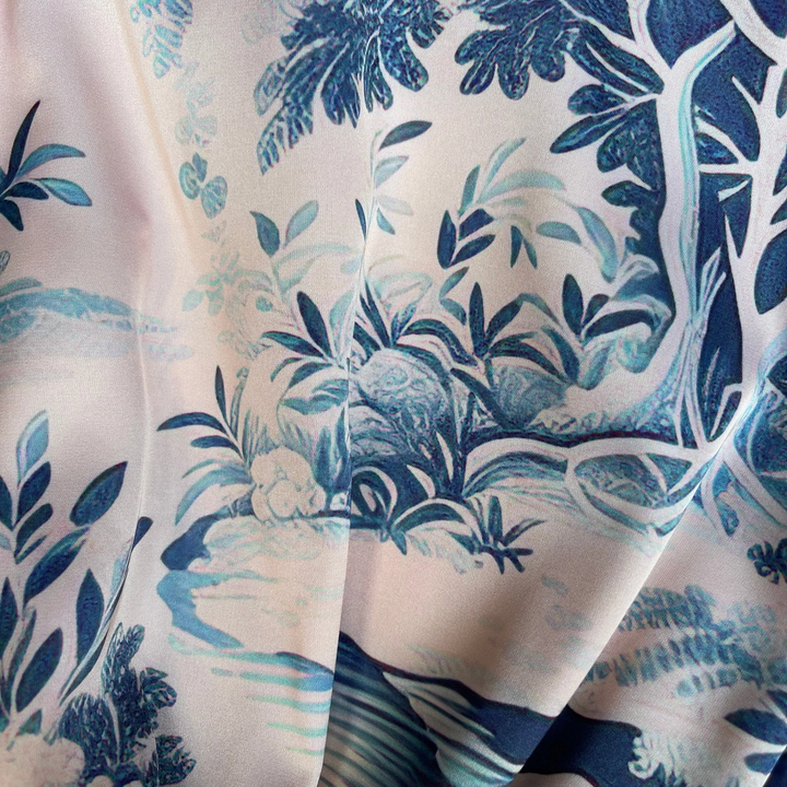 Spring Toile Satin Short Robe