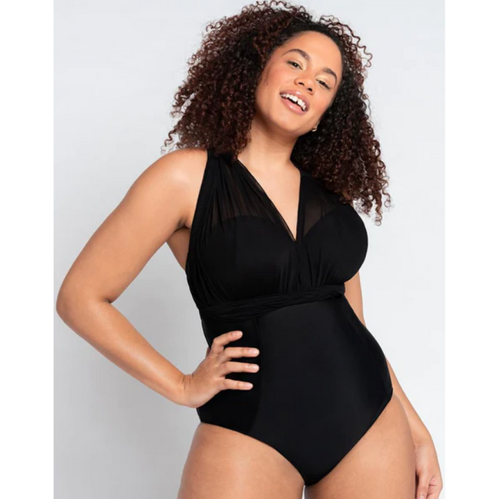 Curvy Kate Wrapsody Bandeau Multiway Swimsuit in Black