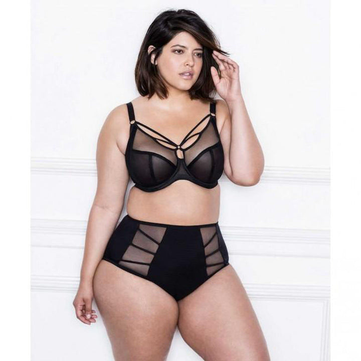 Elomi Sachi Black Plus Size Bra with Strappy Detail