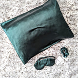 Endorfinella Green Silk Slumber Set with Pillowcase, Eye Mask, and Scrunchie