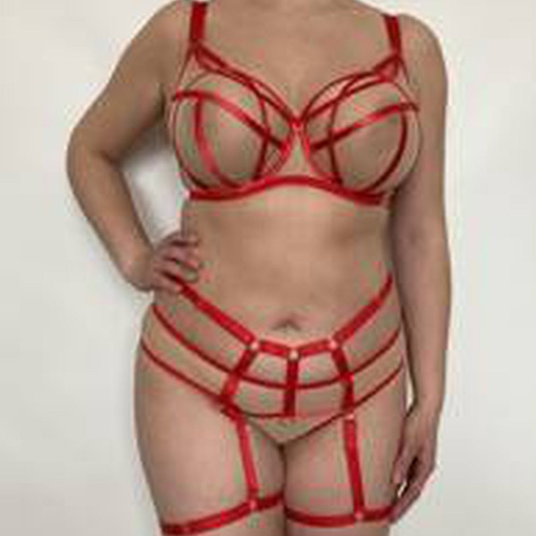 Ewa Michalak Fetysz Strappy Bra and Lingerie Set in Red