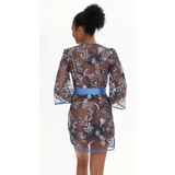 Rya Shannon Sheer Cover Up with Floral Design in Ocean Color