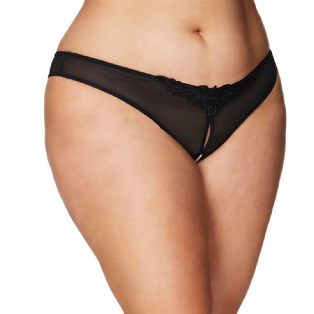 The Perky Lady PEARL Thong in Curvy Black